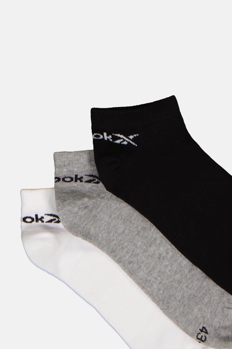 Reebok Men 3 Pairs Brand Logo Low Cut Socks, Multicolor - Image 2