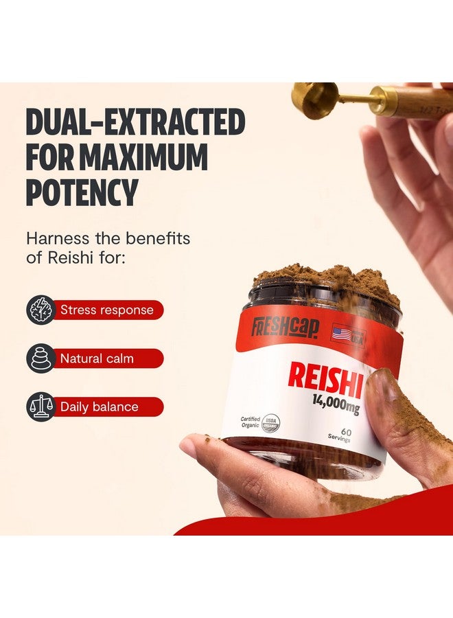 فريش كاب مشرومز مسحوق فطر الريشي من فريش كاب، ١٤٠٠٠ ملغ - مسحوق مُكمّل غذائي مُستخلص من الفطر العضوي، مزيج مُكمّل الريشي الأحمر الأيورفيدي (٦٠ حصة) - Image 3