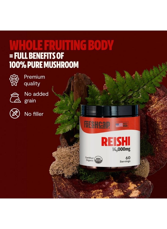 فريش كاب مشرومز مسحوق فطر الريشي من فريش كاب، ١٤٠٠٠ ملغ - مسحوق مُكمّل غذائي مُستخلص من الفطر العضوي، مزيج مُكمّل الريشي الأحمر الأيورفيدي (٦٠ حصة) - Image 4