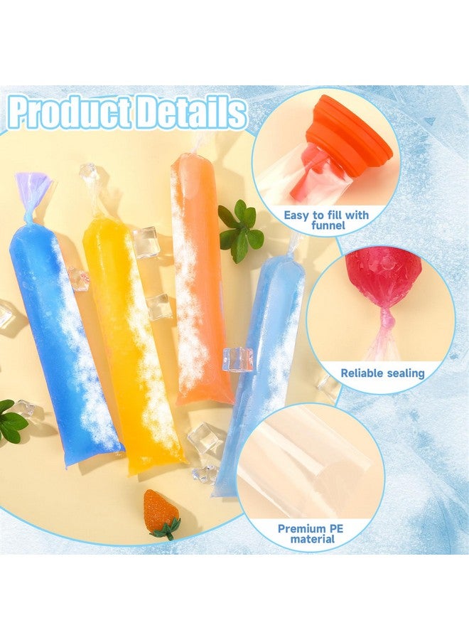 FEBSNOW FEBSNOW 160 Ice Lolly Bags Disposable Ice Popsicle Mold Bags, Freezer Tubes Ice Cream Mold Bags Easy to Fill for Snacks Yogurt Juice Fruit Ice Candy Pops Comes with Funnel (2 x 12 Inch)  - Image 3
