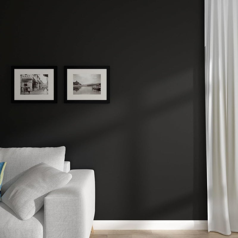 Decotalk ورق جدران أسود قابل للإزالة واللصق بحجم 30"x400"، ورق جدران أسود لغرفة النوم، ورق لاصق داكن للخزائن والأدراج، ورق لاصق أسود صلب قابل للإزالة، فينيل حائط ذاتي اللصق - Image 4