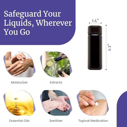 Infinity Jars Black Ultraviolet Glass Slow Pour Screw-Top Bottle 50 ML(1.7 fl oz) Airtight Refillable Container with Neck Finish for Massage Oil, Shampoo, Lotion, Hot sauce - Airtight black Cap - Image 5