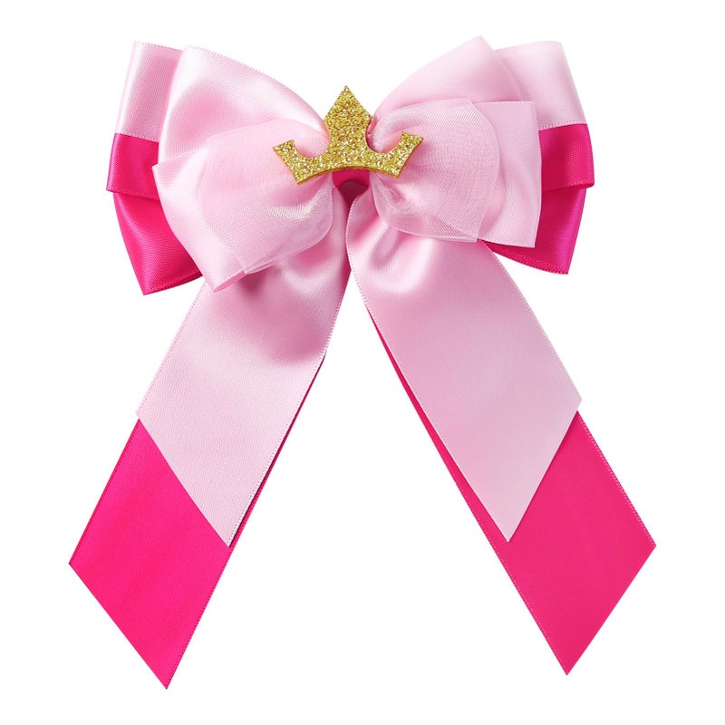 Fancheer Princess Hair Bows Clips for Girls Women 5Inch Fairy Hair Accessories Pink - Image 1