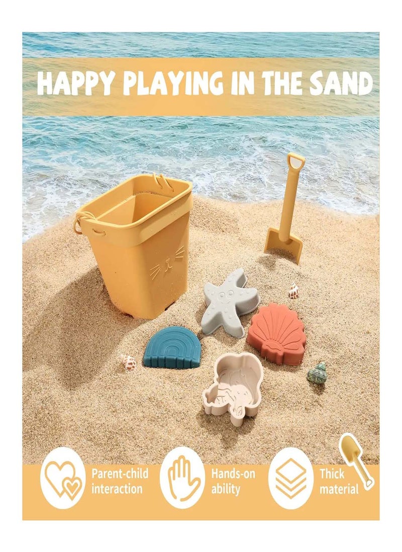 Generic - Silicone Beach Sand Toy Set for Kids, 6-Piece Sandbox Accessories with Collapsible Buckets, Shovel, and Animal Molds - Perfect for Outdoor Play and Bath Time Fun - Image 1