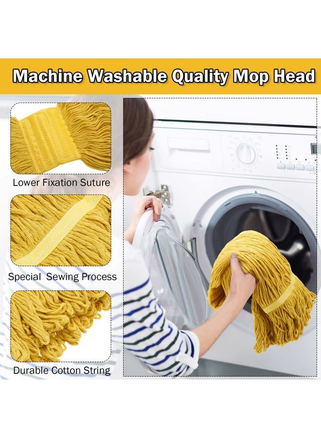 Gejoy 2 Sets Looped End Commercial Mop Heavy Duty Industrial Mop with 4 Mop Replacement Heads, Stainless Steel Pole, Iron Clamp Cotton Mops for Floor Cleaning, Dust, Wood Floor, Kitchen, Blue, Yellow - Image 5