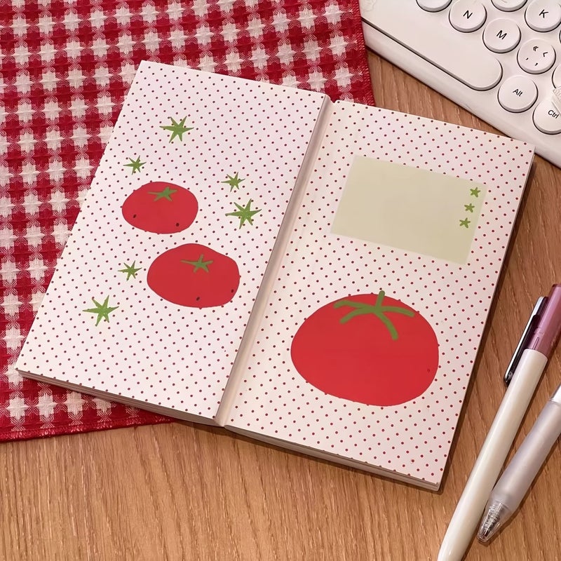 Simple Vintage Tomato Red Polka Dot Thick Hardcover Colored Page Notebook For 1pc Cute Girly Student Journal Niche Design Diary Multifunctional Creative Stationery Portable Writing Notebook Girly School Supplies Practical Birthday Gift - Image 1