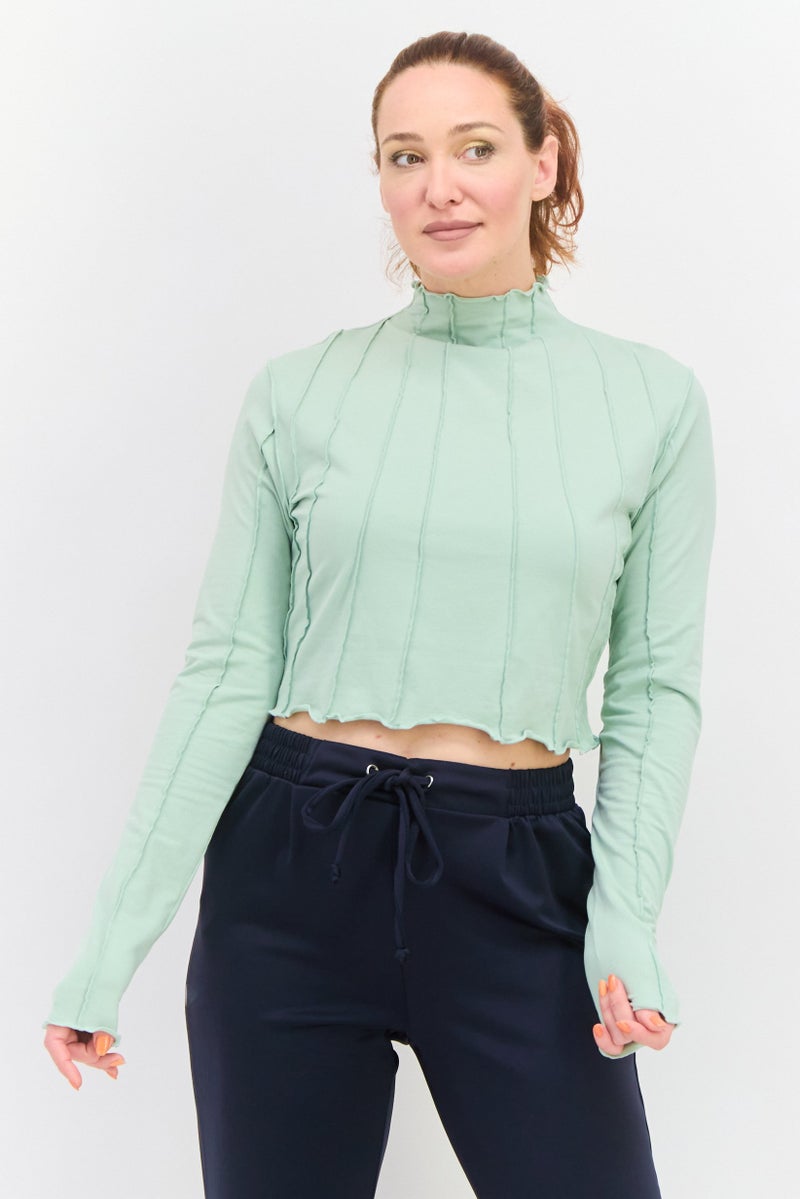 Reebok Women Sportswear Fit Embroidered Logo Outdoor Top, Sage Green - Image 1