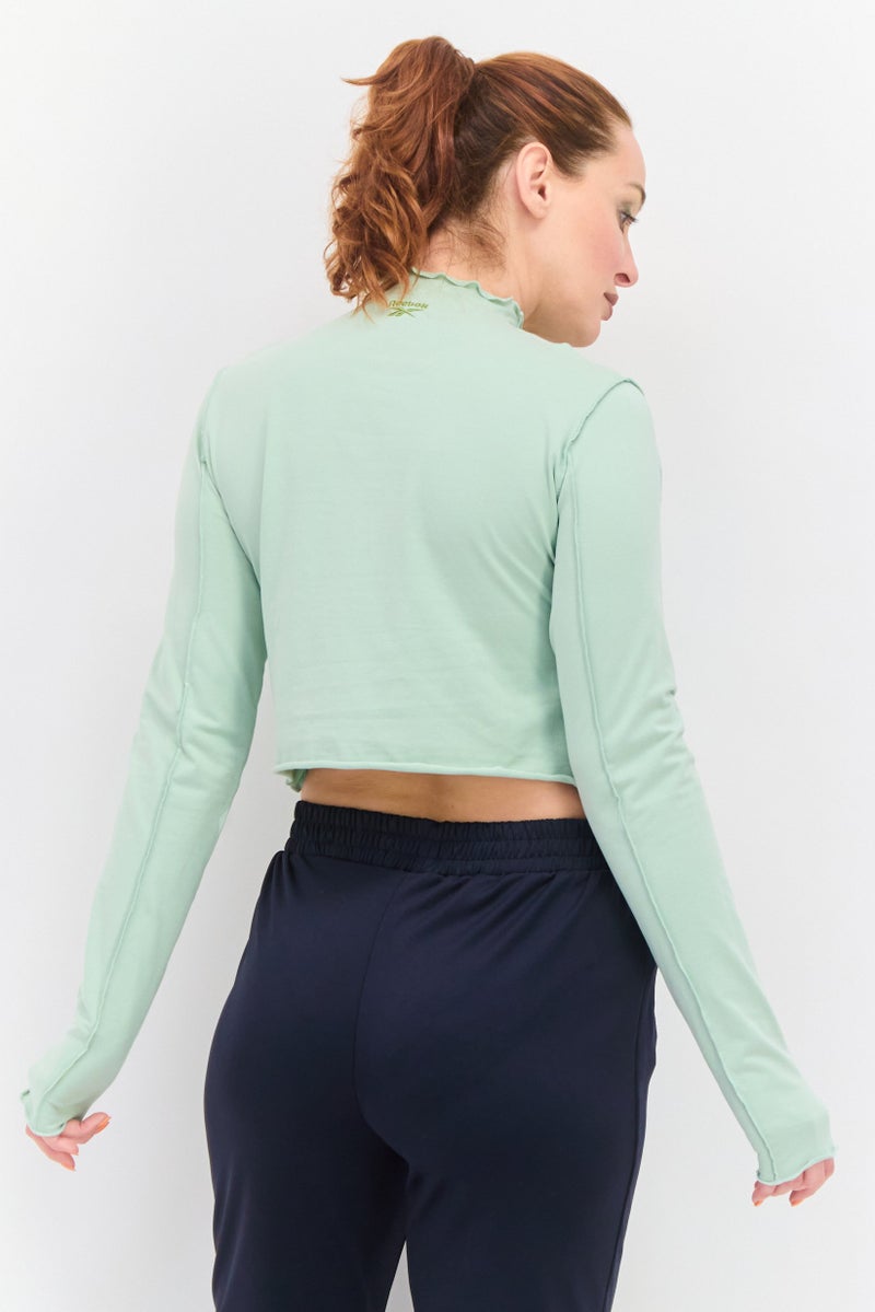 Reebok ملابس رياضية نسائية مناسبة بشعار مطرز قمة خارجية، أخضر حكيم - Image 3