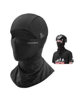 Rockbros Balaclava Face Mask  ,Uv Protection Full Face Sunscreen Mask for Motorcycle Cycling,  Ice Silk Polyester Breathable Sunscreen Shawl Face Covering, Lightweight Sports Protection Cover (Black)  - Image 1