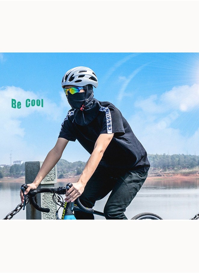 Rockbros Balaclava Face Mask  ,Uv Protection Full Face Sunscreen Mask for Motorcycle Cycling,  Ice Silk Polyester Breathable Sunscreen Shawl Face Covering, Lightweight Sports Protection Cover (Black)  - Image 2