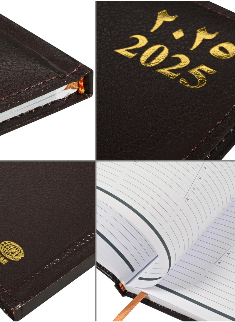 FIS FIS 2025 Executive Diary  Arabic/English/French Vinyl Padded Sewn Cover (1-Week at a Glance) Chocolate - FSDI35AE25CH  - Image 3