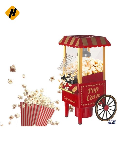 Retro Popcorn Machine – Red/Gold Popcorn Maker with Durable Acrylonitrile Butadiene Styrene (ABS) Construction