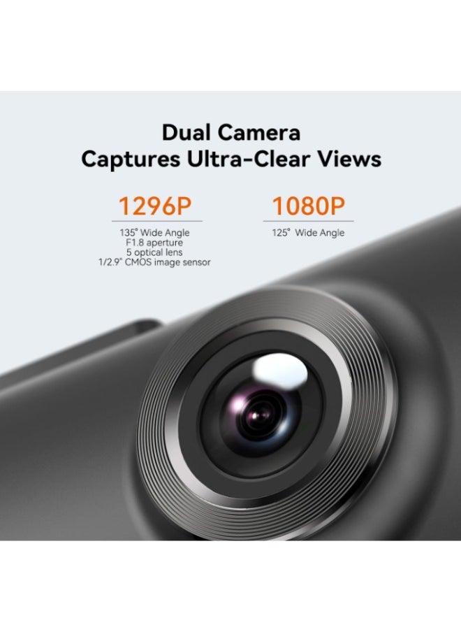 ddpai - DDPAI Dash Cam Car Front and Back, 1296P + 1080P Dashcam Car Dash Camera Built-in WiFi, Night Vision, Parking Mode, G-Sensor, Loop Recording, N1 Dual - Image 1