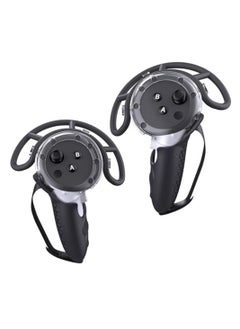 VR Controller Grips Cover for Meta Quest 3 Accessories, TPU Controller Protector with Adjustable Straps with Controller Hand Straps and 2pcs Joystick Cover for Meta Quest 3 Accessories (Black)