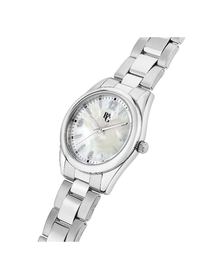 B&G Women's White Round Analog Dial with Silver Stainless Steel Band Watch - 31mm - R3853316501 - Image 2