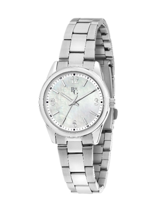 B&G Women's White Round Analog Dial with Silver Stainless Steel Band Watch - 31mm - R3853316501 - Image 1