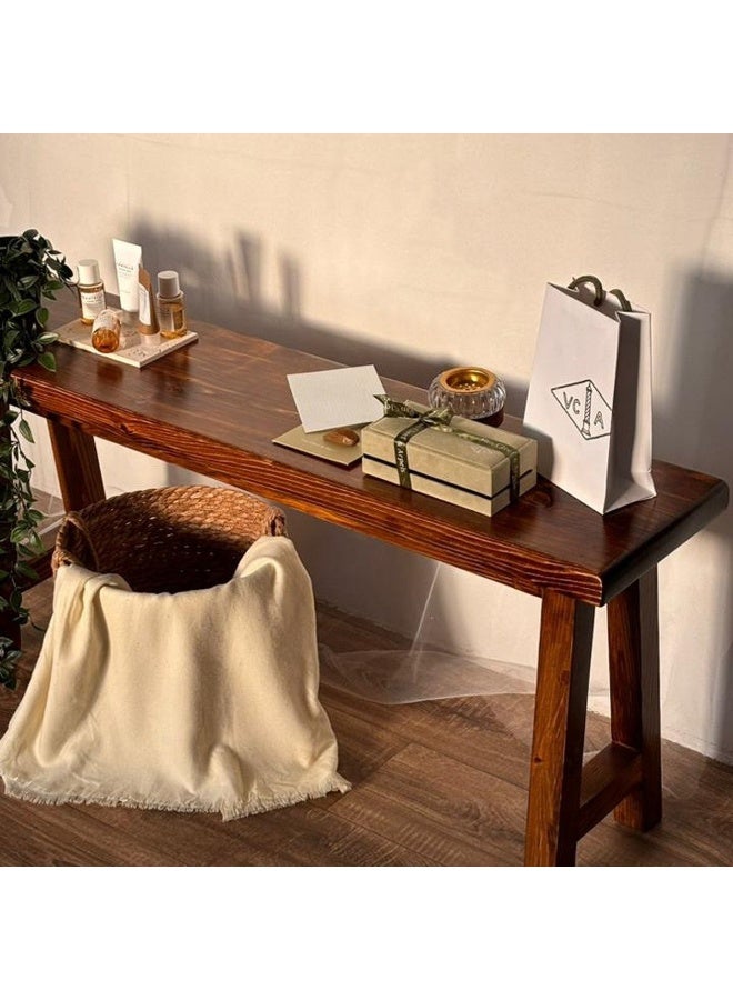 Story Of Candle Wooden bench for indoor and outdoor use, made of premium wood, brown 21.5x45x100 cm - Image 5
