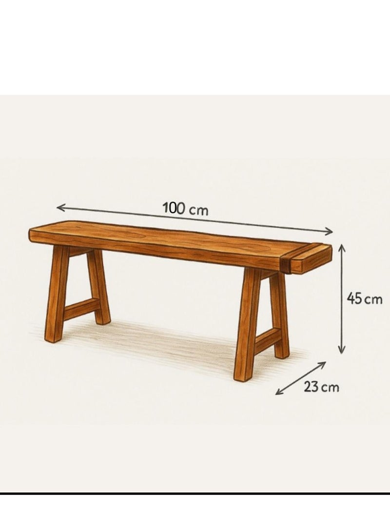 Story Of Candle Wooden bench for indoor and outdoor use, made of premium wood, brown 21.5x45x100 cm - Image 4