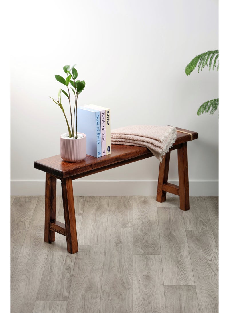 Story Of Candle Wooden bench for indoor and outdoor use, made of premium wood, brown 21.5x45x100 cm - Image 3