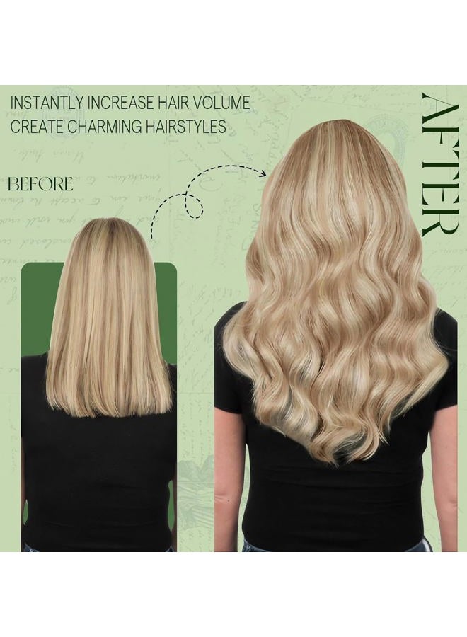 RUNATURE Remy Hair Extensions Clip ins Blonde 14 inch 95g #18P60 - Image 3