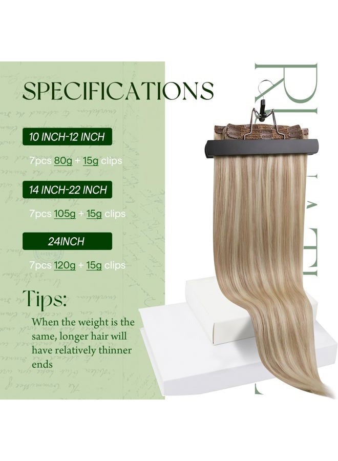 RUNATURE Remy Hair Extensions Clip ins Blonde 14 inch 95g #18P60 - Image 5