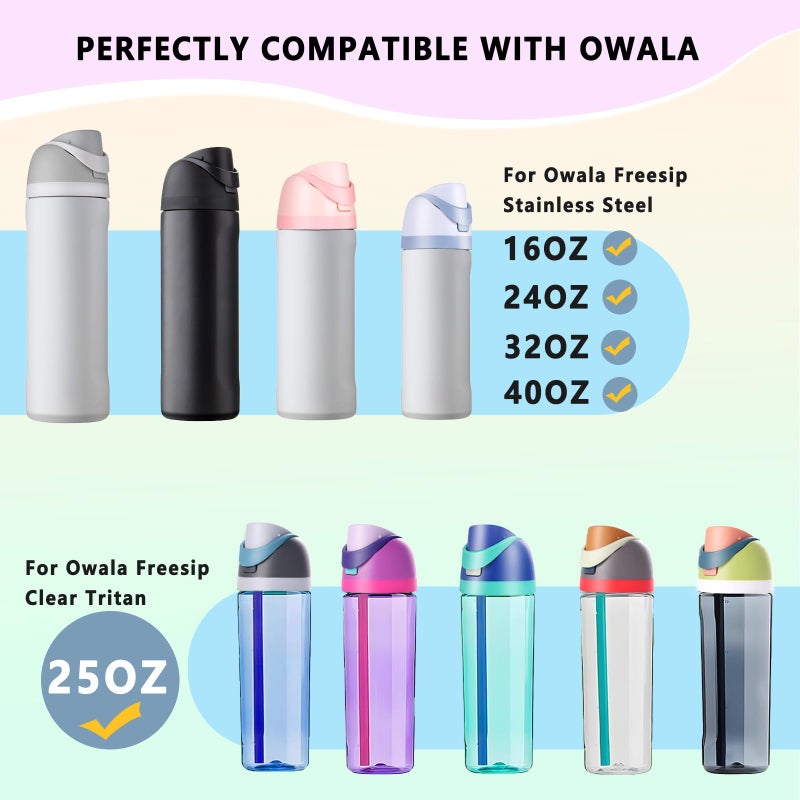 NTIERA Replacement Lid for Owala Freesip,Compatible with Owala Freesip Water Bottle 16oz 24oz 32oz 40oz,Premium Replacement Accessories for Owala Cap,LeakProof,BPA-Free(Bubblegum Sky) - Image 3