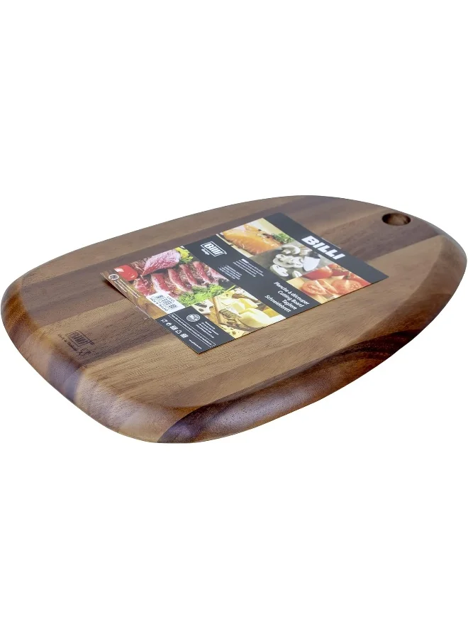 BILLI Billi Pebble Shaped Acacia Cutting Board, Serving 38x28 cm (Natural Acacia) Made in Thailand