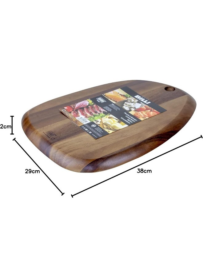 BILLI - Billi Pebble Shaped Acacia Cutting Board, Serving 38x28 cm (Natural Acacia) Made in Thailand - Image 1