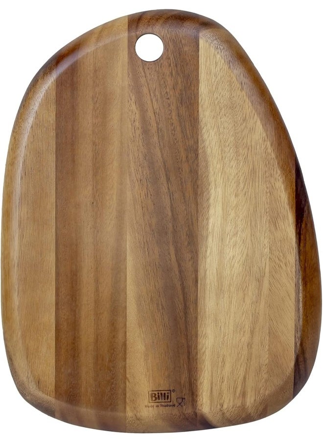 BILLI - Billi Pebble Shaped Acacia Cutting Board, Serving 38x28 cm (Natural Acacia) Made in Thailand - Image 1