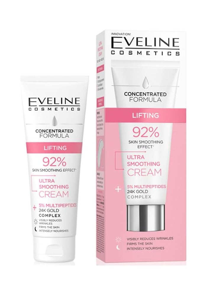 EVELINE COSMETICS Eveline Concentrated Lifting Smoothing Cream - 50 ml, Firming & Smoothing Face & Neck Cream with Multi-Peptides & 24k Gold Complex - Image 1