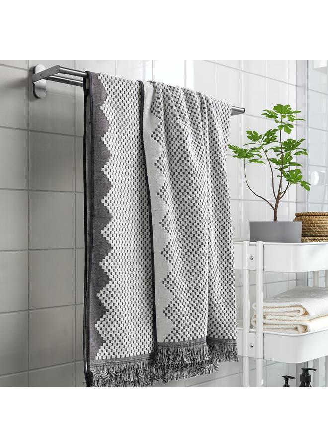 erorex Bath towel, white/grey, 70x140 cm - Image 3
