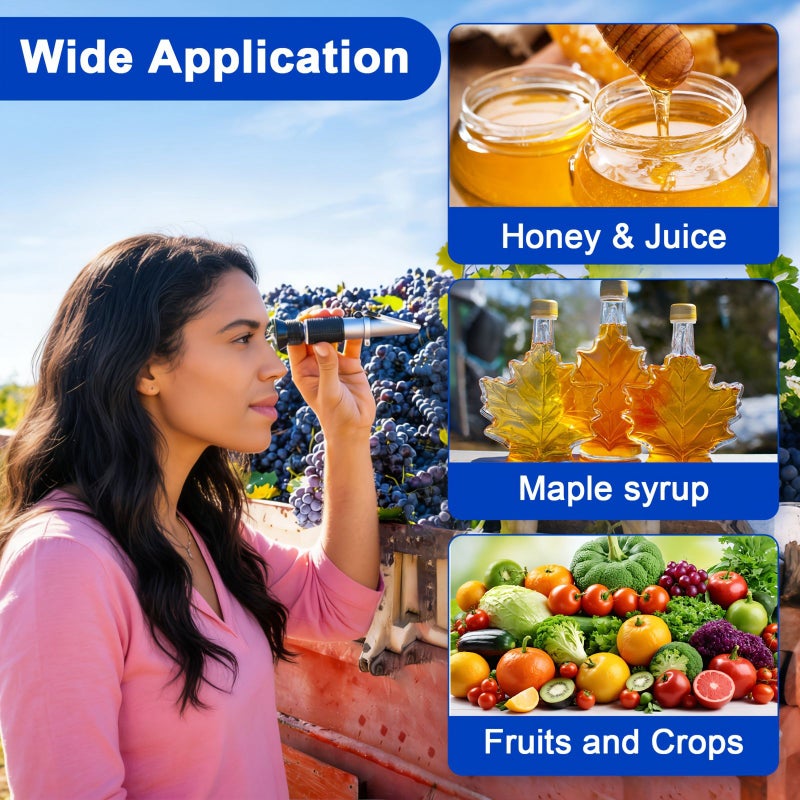 Professional Brix Refractometer Sugar Meter With ATC And Auto Leveling For Honey Maple Syrup Brewing Winemaking Distilling Labs Sugar Content 0-90% - Image 4