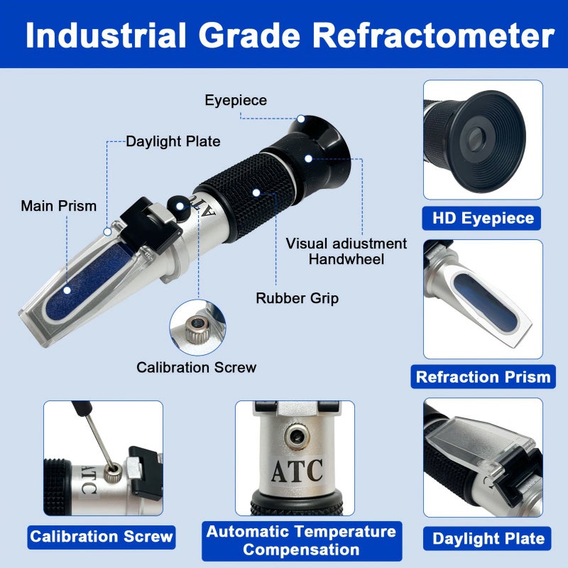 Professional Brix Refractometer Sugar Meter With ATC And Auto Leveling For Honey Maple Syrup Brewing Winemaking Distilling Labs Sugar Content 0-90% - Image 5