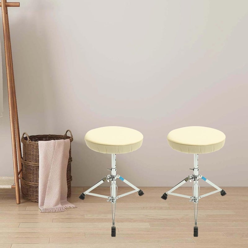 Stool Cover 30cm Diameter Beige Fabric Bar Stool Seat Protector Elastic Stretch Chair Cover for Home Dining Room Kitchen Slipcover - Image 3