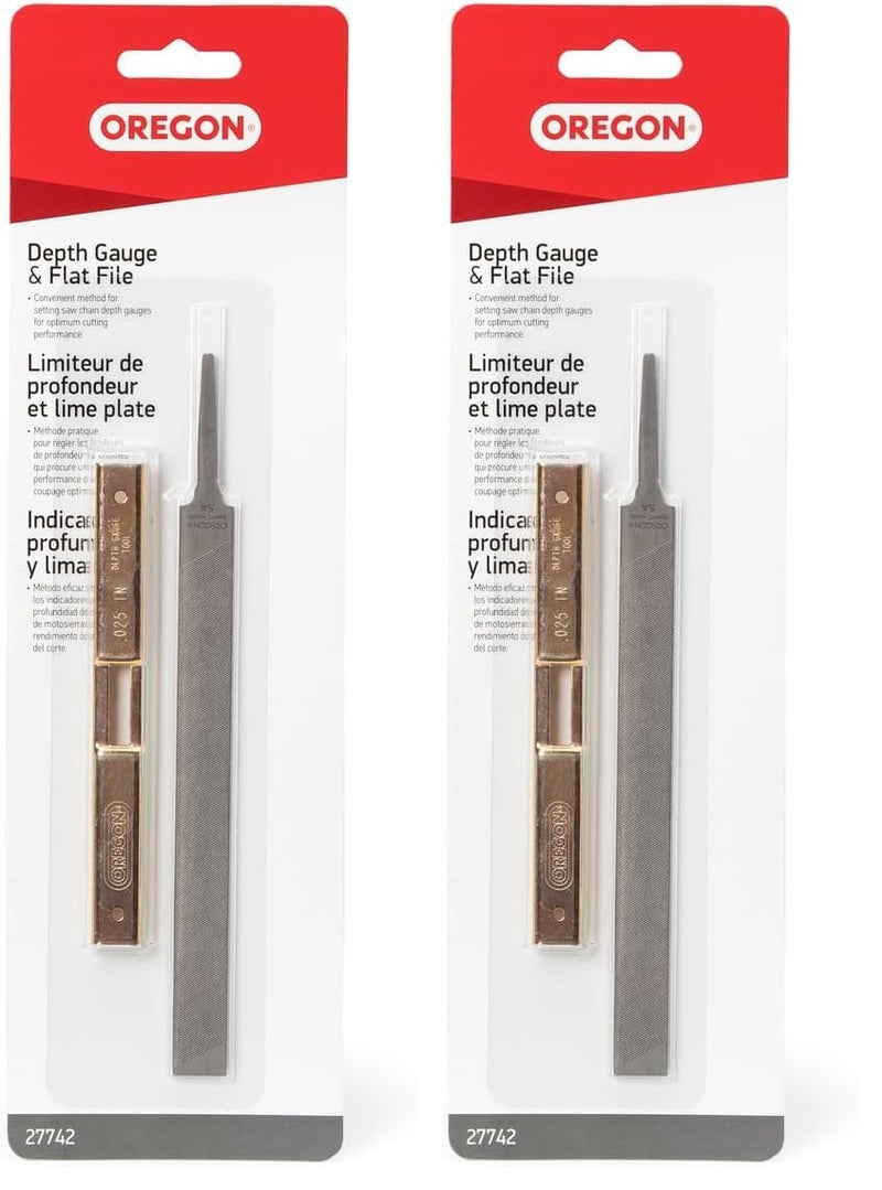Oregon 27742 Depth Gauge Tool with Flat File for Chainsaw Chain (Pack of 2) - Image 1