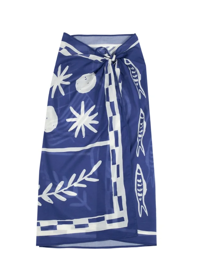 nobodinoz Portofino Pareo Beach Towel - Full Blue