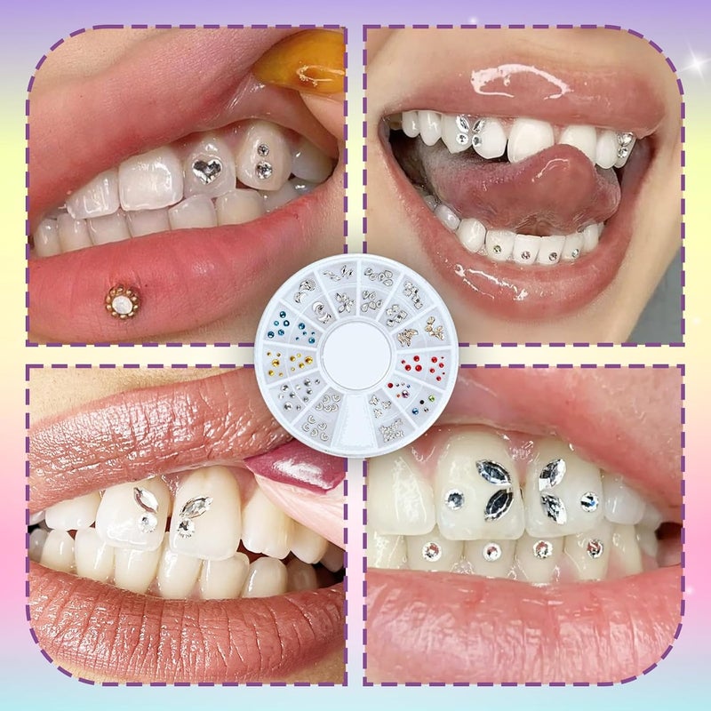 طقم جواهر الأسنان DIY - 120 كريستالة متلألئة للأسنان، أطقم مجوهرات الأسنان العصرية، طقم جواهر الأسنان الاحترافي للأسلوب الشخصي - Image 2
