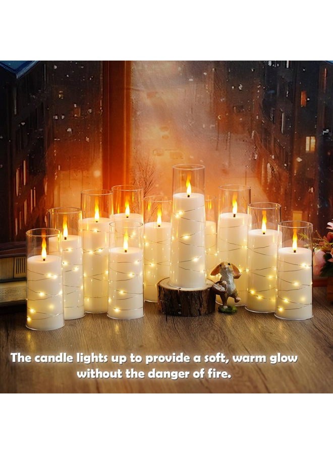 kakoya Flameless LED Candles with Timer 24 Pc Flickering Flameless Candles for Romantic Ambiance and Home Decoration Stable Acrylic Shell,with Embedded Star String，Battery Operated Candles（White） - Image 2