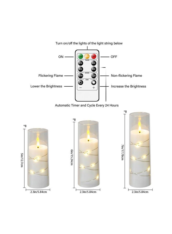 kakoya Flameless LED Candles with Timer 24 Pc Flickering Flameless Candles for Romantic Ambiance and Home Decoration Stable Acrylic Shell,with Embedded Star String，Battery Operated Candles（White） - Image 5