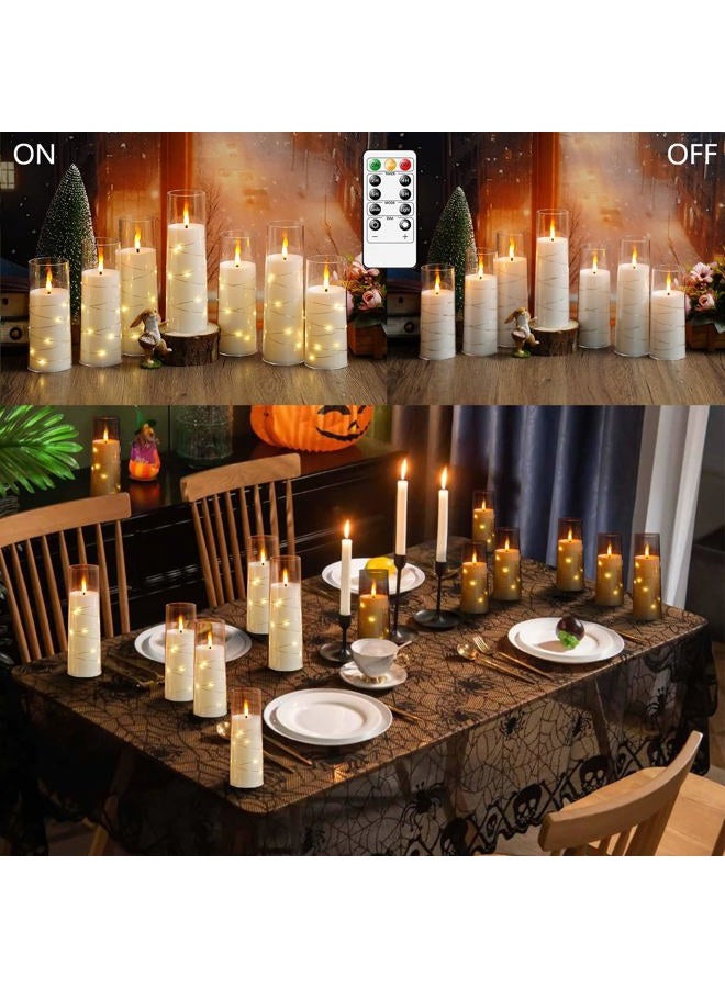 kakoya Flameless LED Candles with Timer 24 Pc Flickering Flameless Candles for Romantic Ambiance and Home Decoration Stable Acrylic Shell,with Embedded Star String，Battery Operated Candles（White） - Image 4