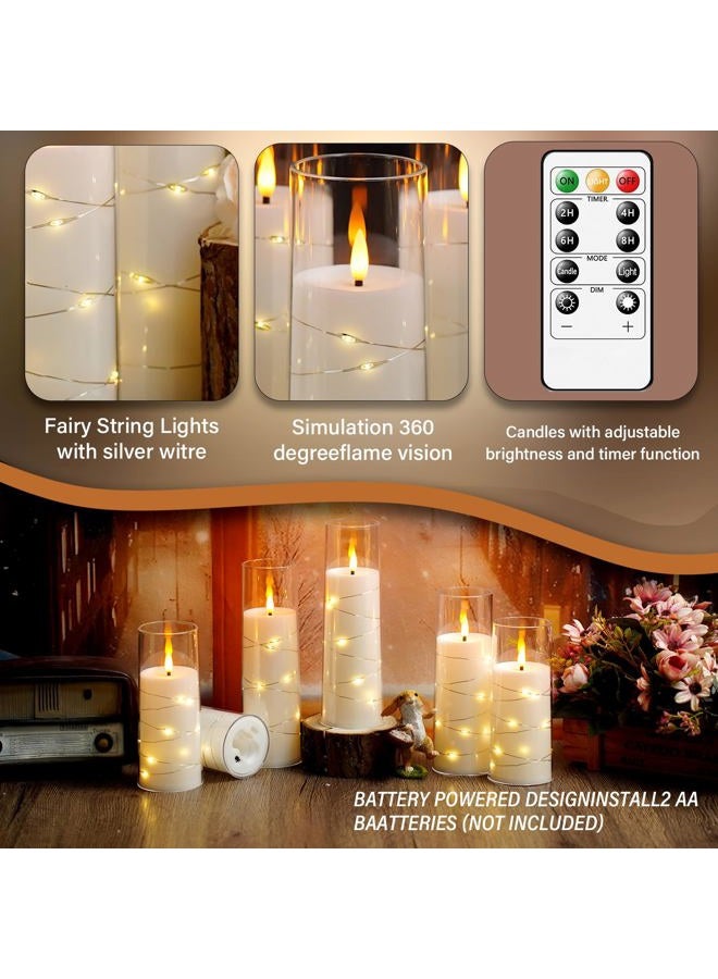 kakoya Flameless LED Candles with Timer 24 Pc Flickering Flameless Candles for Romantic Ambiance and Home Decoration Stable Acrylic Shell,with Embedded Star String，Battery Operated Candles（White） - Image 3