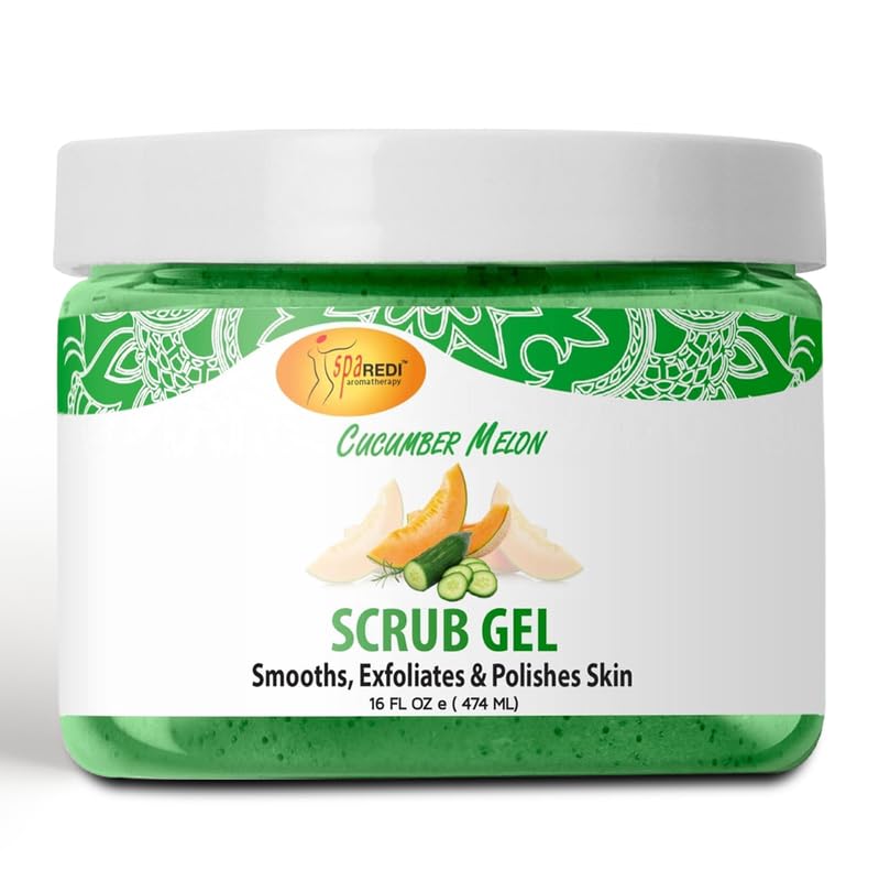 SPA REDI Exfoliating Scrub Pumice Gel Cucumber Melon 16 oz Manicure Pedicure and Body Exfoliator Infused with Hyaluronic Acid Amino Acids Panthenol and Comfrey Extract - Image 1