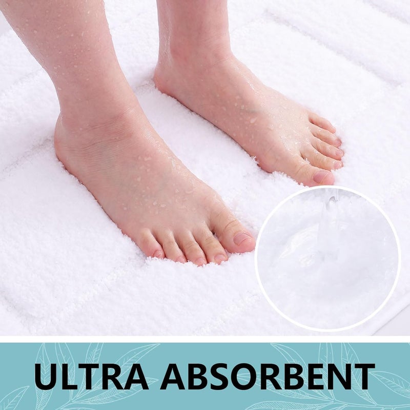 Buganda Bathroom Rugs  36"" x 24""  Soft and Absorbent Microfiber Bath Rugs  Non-Slip Shaggy Bath Carpet  Machine Wash Dry Bath Mats for Bathroom Floor  Tub and Shower  White - Image 2