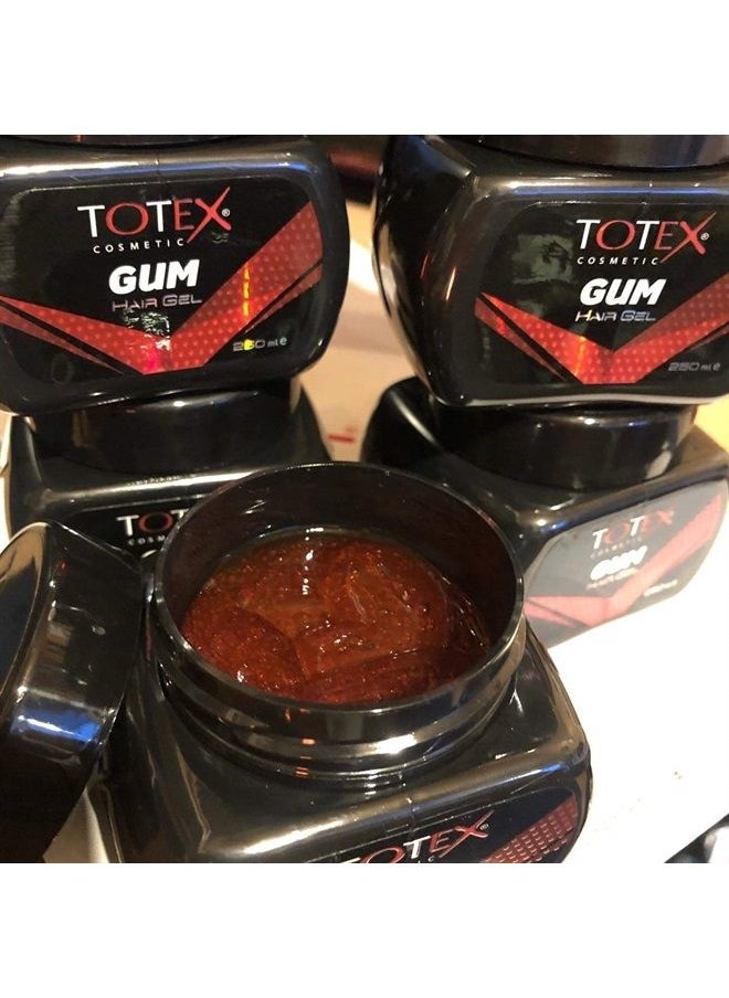 Totex - Hair Styling Gum Gel Gummy New Formula Ultra Strong Edge Control Red Hair Gel (Big Gel 250ml) - Image 1