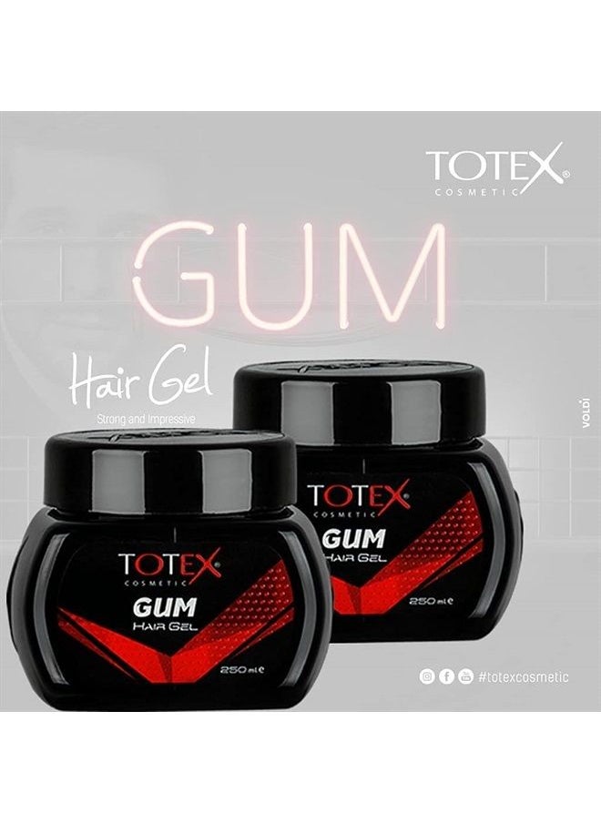 Totex - Hair Styling Gum Gel Gummy New Formula Ultra Strong Edge Control Red Hair Gel (Big Gel 250ml) - Image 1