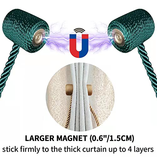 XDerlin 2 Pack Window Magnetic Curtain Tiebacks Holdbacks VS Upgraded 16 Inch Decorrative Outdoor Curtain Tiebacks for Drapery Tie Backs for Home Office Blackout Sheer Curtains(Teal) - Image 2