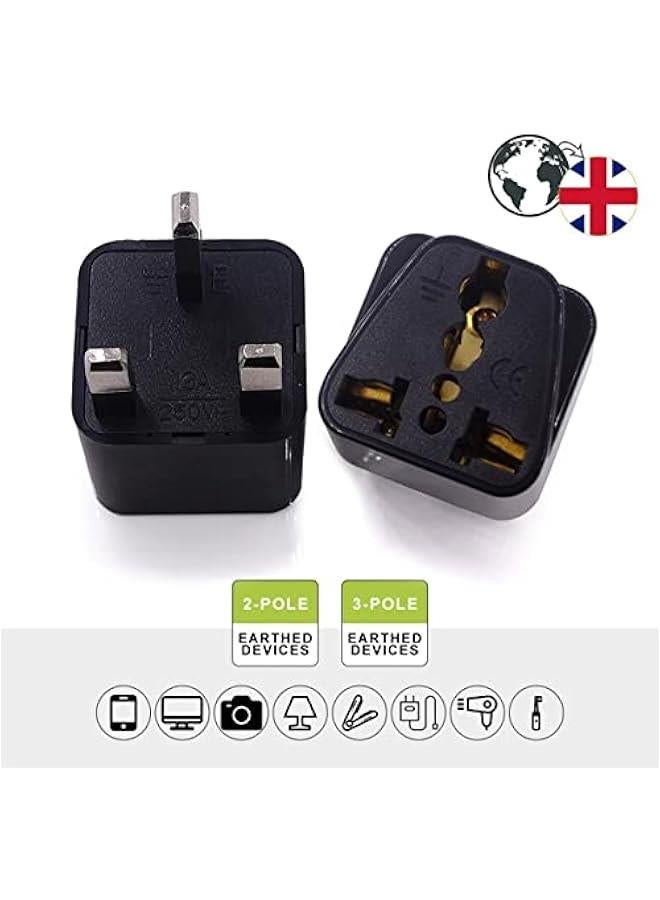 ® 【2-Pack】 USA/Canada/EU/AU to UAE Dubai UK HK Plug Converter, 3-Pin Travel Adapter Plug, Universal Socket Travel Adaptor Converter for Business Trip Holiday Hotel Airport (Black) - Image 4