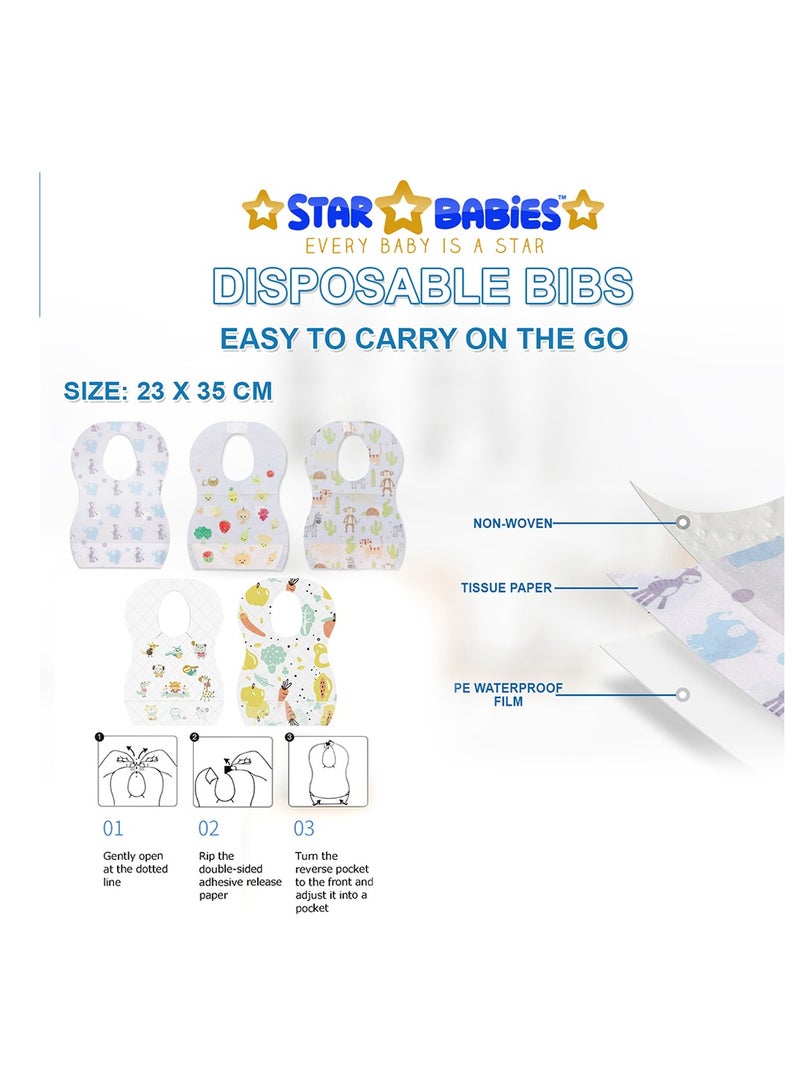 STAR BABiES Star Babies Combo Pack of 2 (Kids socks pack of 6pair, Disposable Bibs Pack of 20) - White  - Image 3