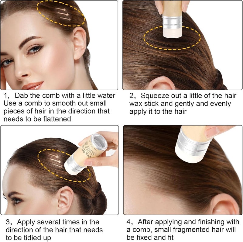 Aternal Hair Fixing Wax Stick Hair Fixer Stick for Women Long Lasting Hair Fixer Care Slick Stick for Hair Nongreasy Styling Hair Stick Wax Hair Pomade Stick Makes Hair Natural Neat and Smooth Hair Fixer Pack of 2 - Image 3