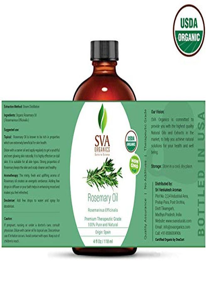 SVA Organics زيت روزماري العطري العضوي USDA 4 أونصات 100% نقي وطبيعي، زيت أصيل من الدرجة العلاجية المتميزة للشعر والبشرة والتدليك والعلاج بالروائح - Image 4